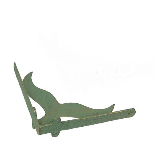 Cast Iron Verdigris Whale Tail Wall Shelf Bracket Decor - Picture 3 of 3